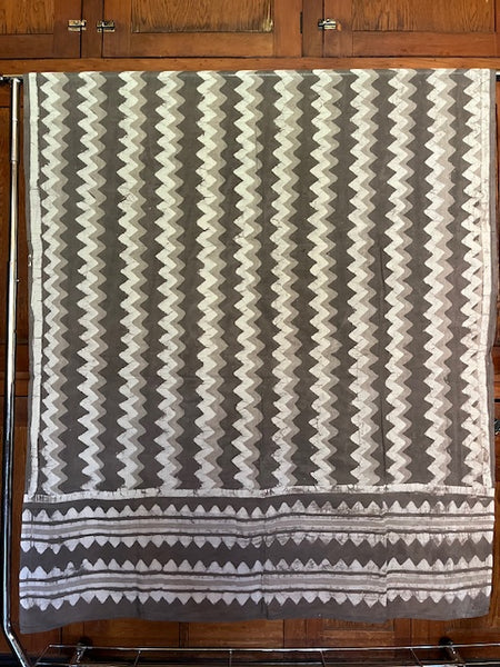 Grey Wide Zigzag Block Print Sarong