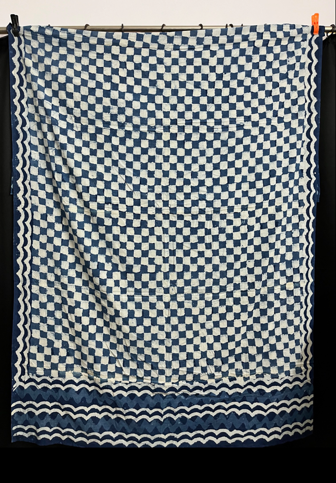 Indigo Checkerboard Block Print Sarong