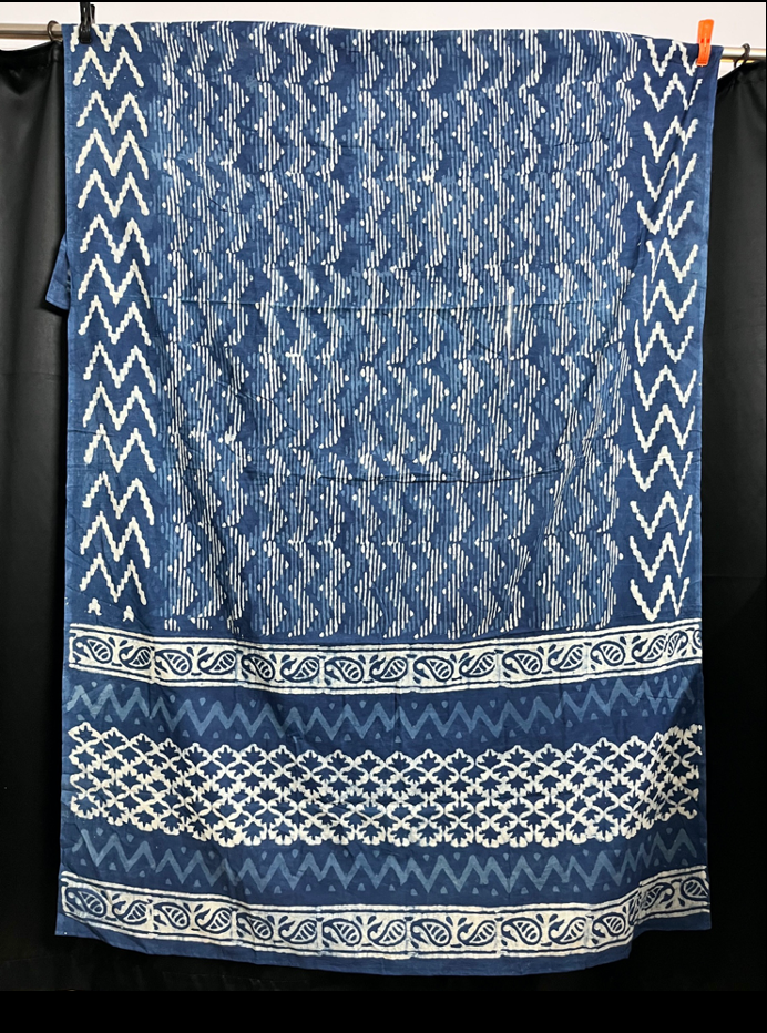 Indigo Zigzag Block Print Sarong