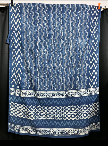 Indigo Zigzag Block Print Sarong