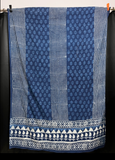 Indigo Floral Pinstripe Block Print Sarong