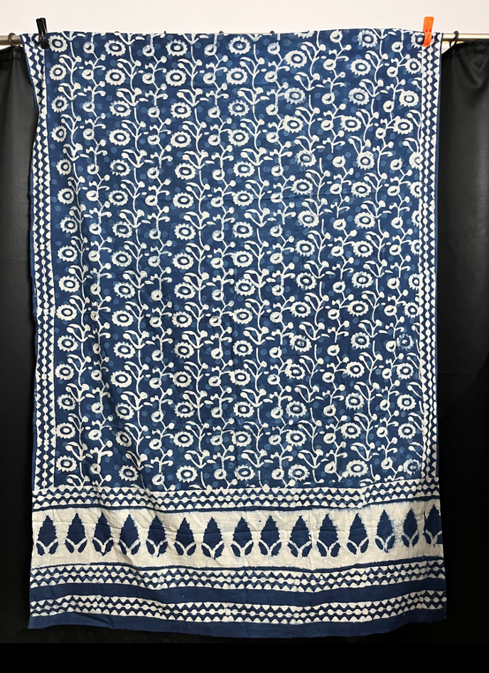 Indigo Floral Block Print Sarong