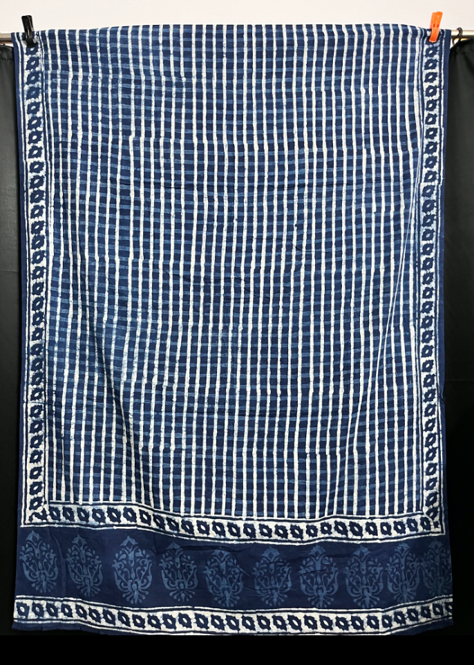 Indigo Plaid Block Print Sarong