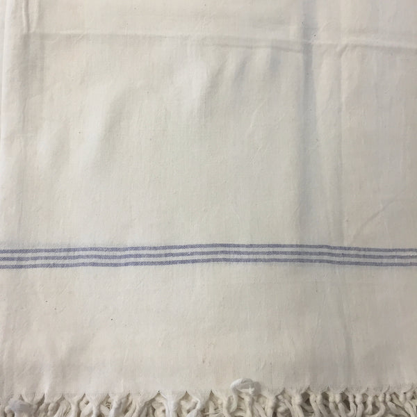 Unbleached Khadi Cotton Towels- Blue Stripe