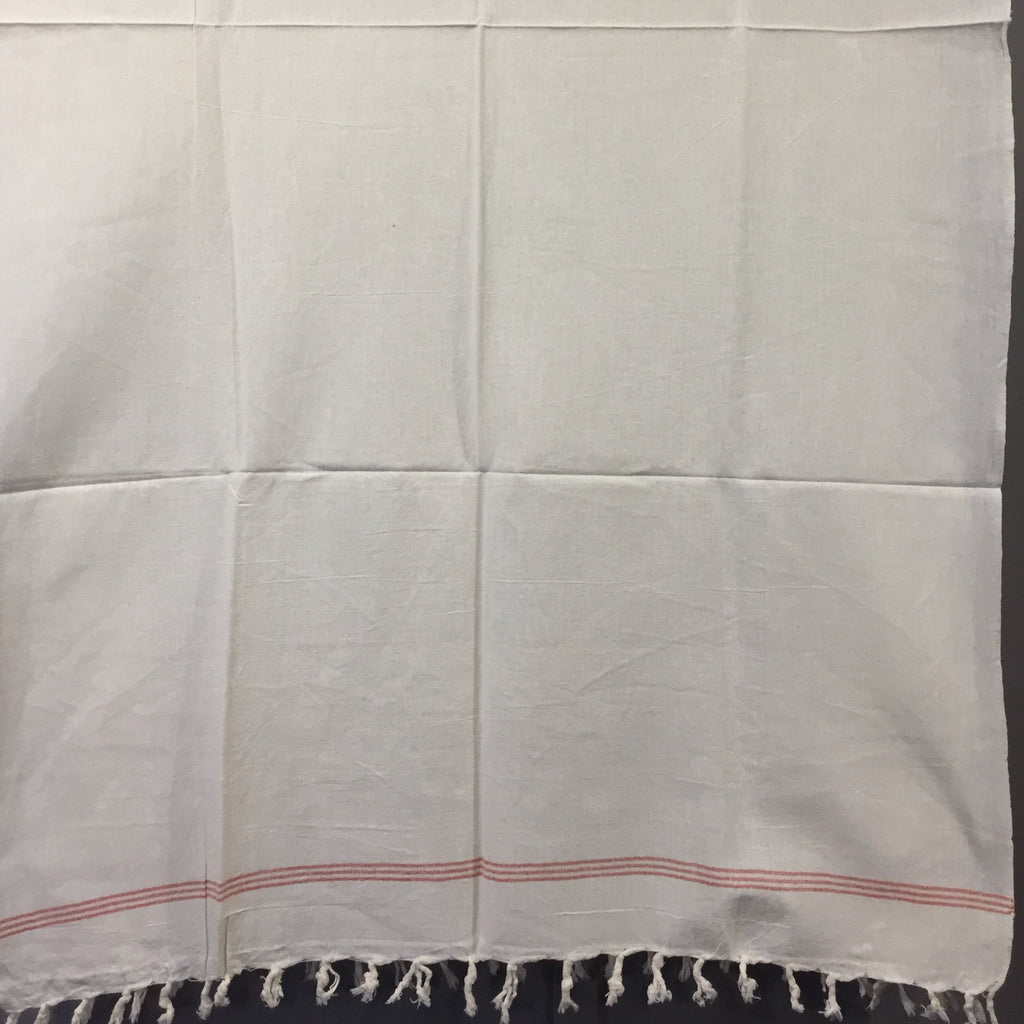 Unbleached Khadi Cotton Towels- Red Stripes