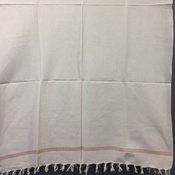 Unbleached Khadi Cotton Towels- Red Stripes