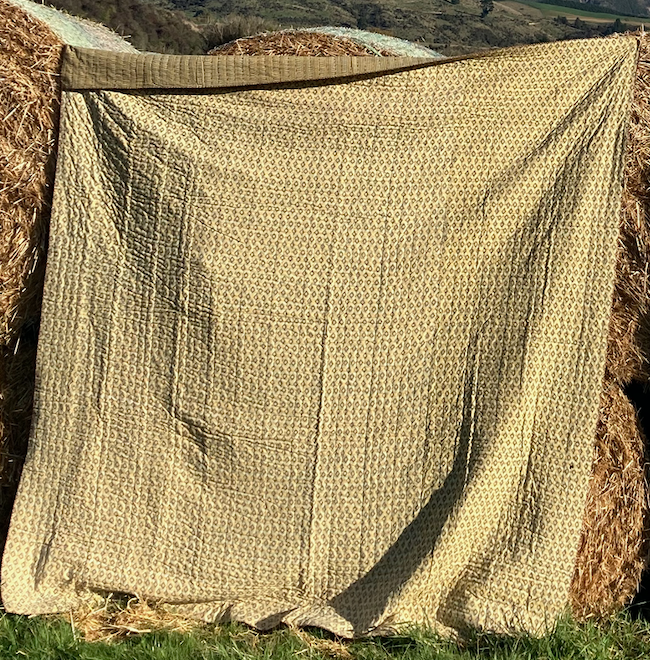 Mustard Block Print Kantha Quilt