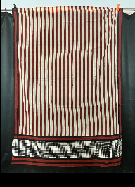 Madder Fine Stripe & Black Border Sarong