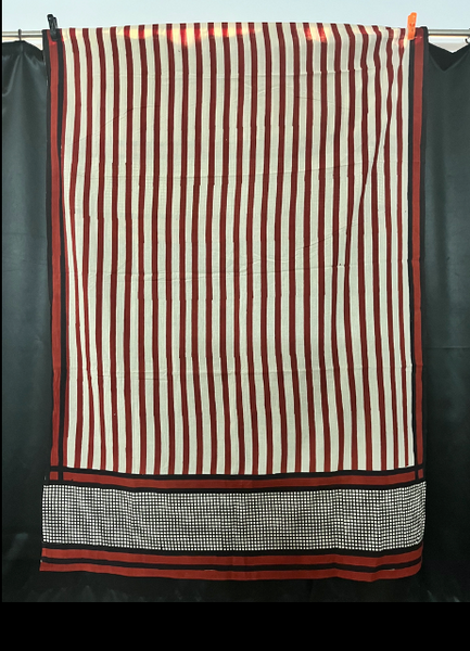Madder Fine Stripe & Black Border Sarong