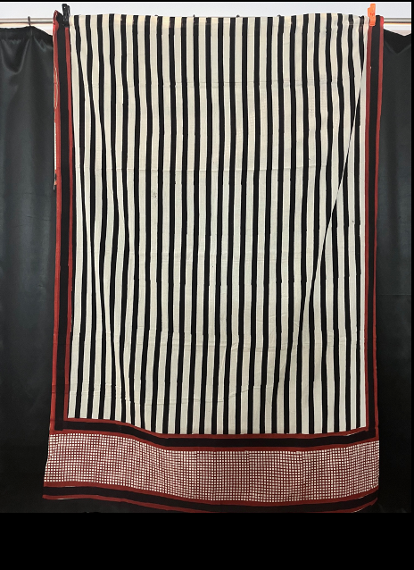 Madder Border & Black Fine Stripe Sarong