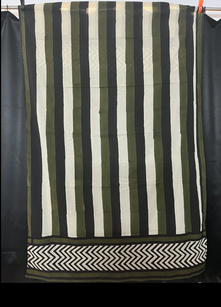 Green & Black Wide Stripe Sarong